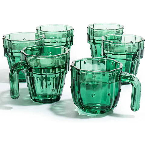 Cactus Stackable Glasses, Stacktus Gifts, Set of 6-10 oz Cactus Shape Glasses With Handles