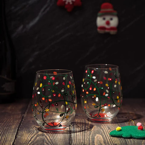 Themed Lights Stemless Wine & Water Glasses