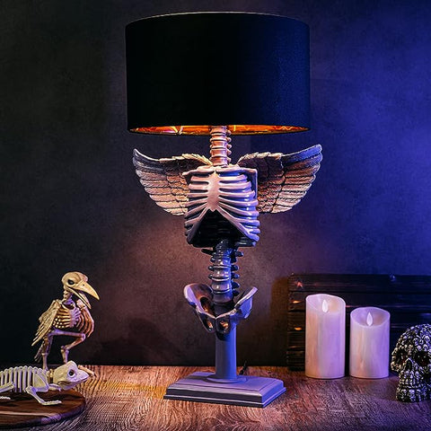 Skeleton with Wings Lamp 25" H Halloween Skeleton Desk Table Lamp  (Purple Lavender)