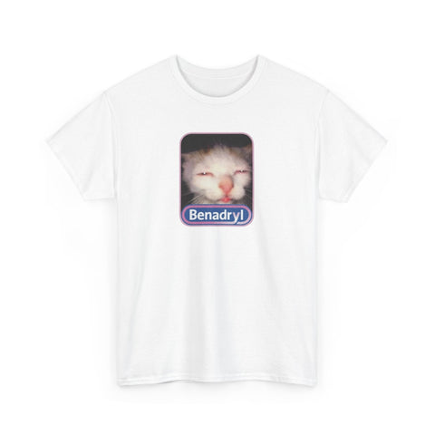 Benadryl Meme Cat T-Shirt – Funny Cat Meme Shirt for Internet Humor Fans
