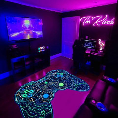 Gaming Rug Boys – Blacklight Glow In Dark Carpet | Non Slip Play Rug 60x39