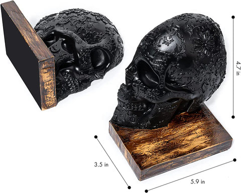 Skull Book Ends Gothic