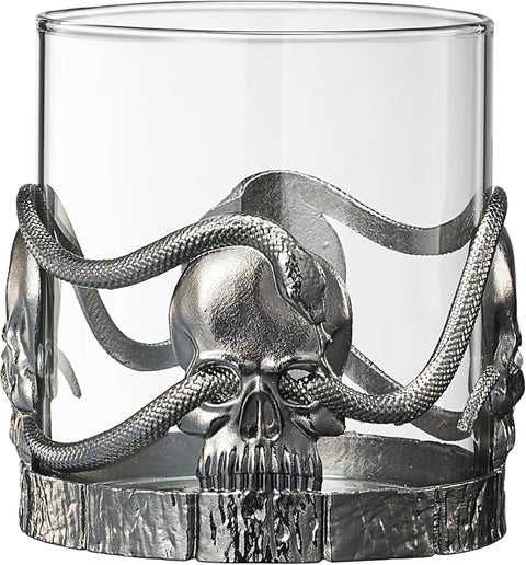 Skull & Snake Pewter Whiskey, Wine, Beer & Water Drinking Glass -12.5oz Set of 2