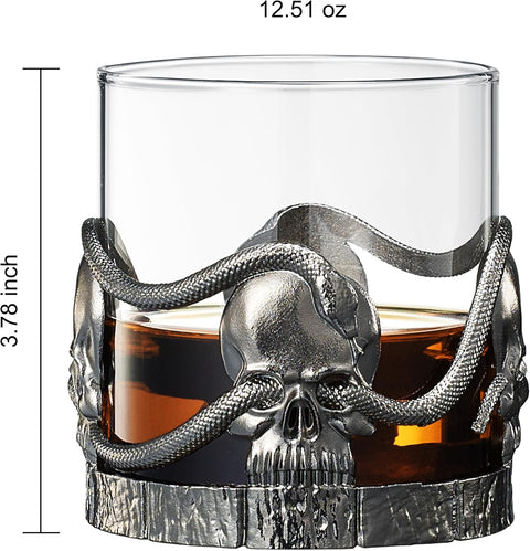 Skull & Snake Pewter Whiskey, Wine, Beer & Water Drinking Glass -12.5oz Set of 2