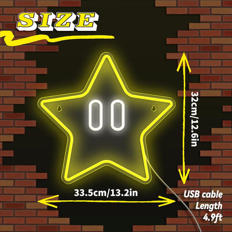 Star Neon Sign – Gaming Neon Wall Decor for Game Room & Kids Room Lighting