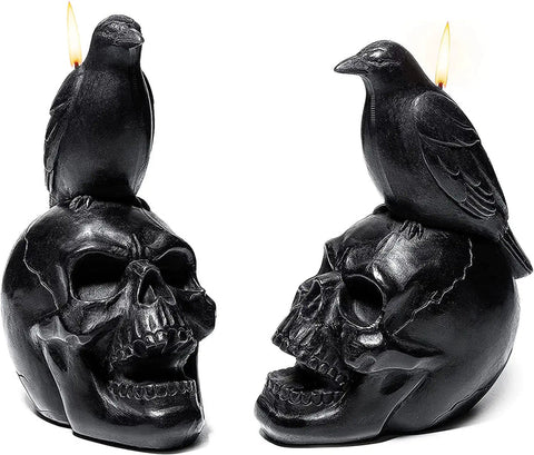 Crow Raven Skull Candle