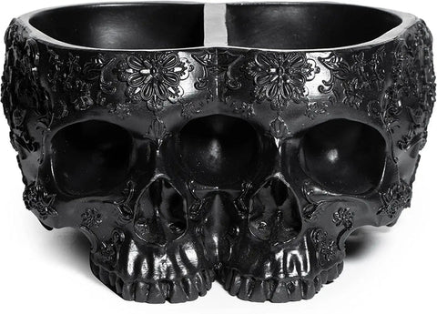 Double Head Skull Halloween Candy Bowl, Planter Pots 4" H Polyresin Spooky Skulls Server Tray