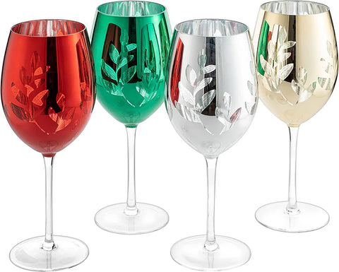 Multicolor 4-Piece Tree Stemless Wine & Water Glasses