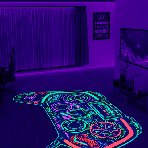 Gaming Rug Boys – Blacklight Glow In Dark Carpet | Non Slip Play Rug 60x39