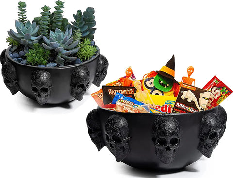 Halloween MultiSkull Candy Dish Trick or Treat Bowl & Plant Planter Pot 6"