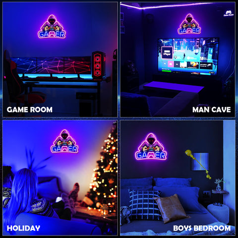 Gaming Neon Sign - LED Neon Light for Game Room Decoration | Teen Gamer Gift