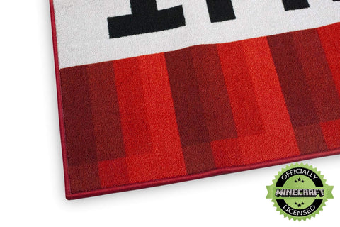 Minecraft TNT Area Rug - Pixelated Game Rug | 39-Inch Square Polyester Carpet