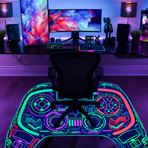 Gaming Rug Boys – Blacklight Glow In Dark Carpet | Non Slip Play Rug 60x39