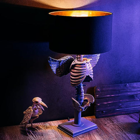 Skeleton with Wings Lamp 25" H Halloween Skeleton Desk Table Lamp  (Purple Lavender)