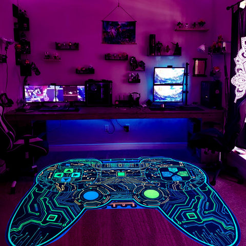 Gaming Rug Boys – Blacklight Glow In Dark Carpet | Non Slip Play Rug 60x39