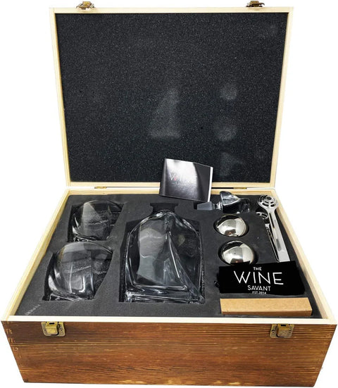 Whiskey Stones & Decanter Gift Set for Men & Women