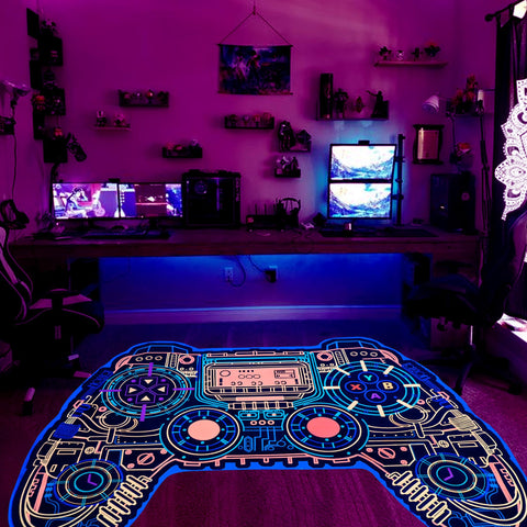 Gaming Rug Boys – Blacklight Glow In Dark Carpet | Non Slip Play Rug 60x39