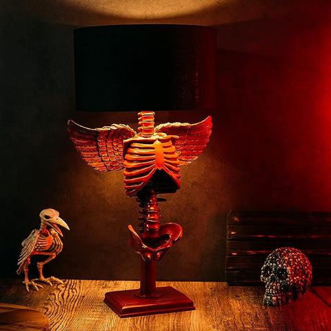 Skeleton with Wings Lamp 25" H Halloween Skeleton Desk Table Lamp (Red)