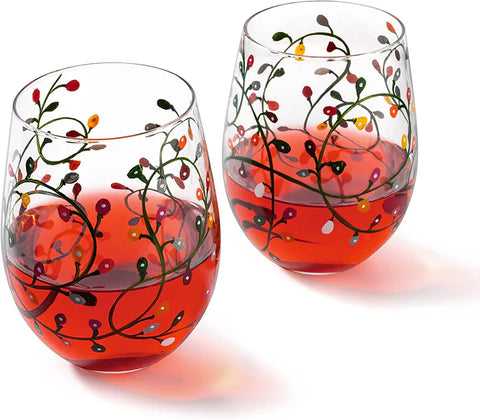 Themed Lights Stemless Wine & Water Glasses