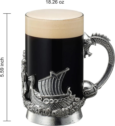 Viking & Mythological Pewter Beer & Water Drinking Glass - 18oz SINGLE