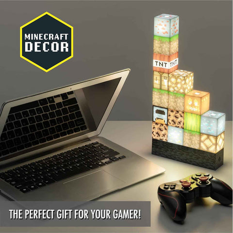 Minecraft Night Light – LED Block Lamp | Custom Stackable Light Blocks for Gaming Room