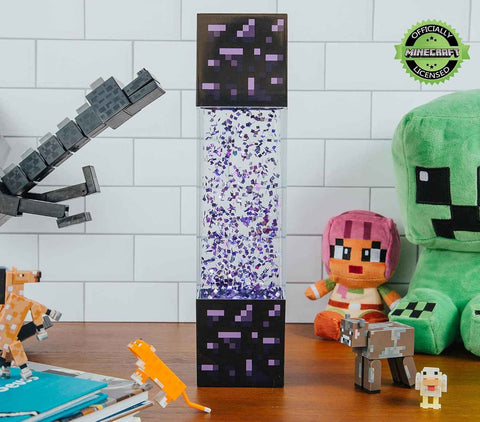 Minecraft Nether Portal Lamp - LED Glitter Motion Light | Bedside Table Decor