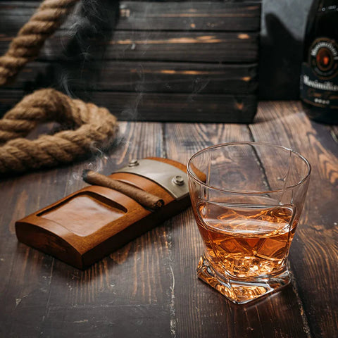 Cigar Glass & Coaster & with A Whiskey Cigar Glasses