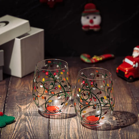 Themed Lights Stemless Wine & Water Glasses