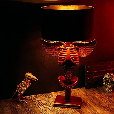 Skeleton with Wings Lamp 25" H Halloween Skeleton Desk Table Lamp (Red)