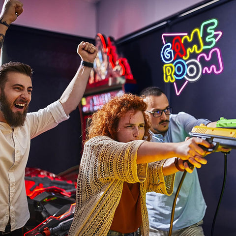 Game Room Neon Sign - Colorful LED Neon Lights USB, Gaming Wall Decor 13.2x14"