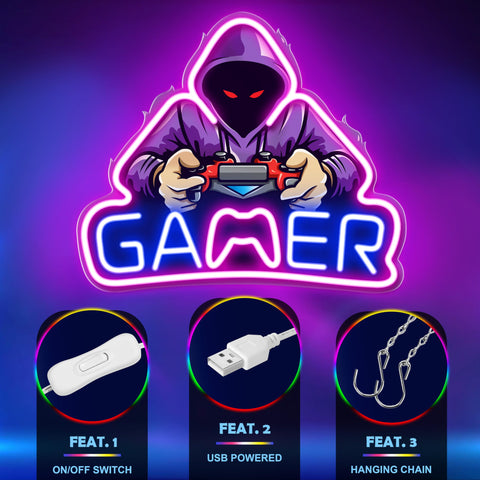 Gaming Neon Sign - LED Neon Light for Game Room Decoration | Teen Gamer Gift