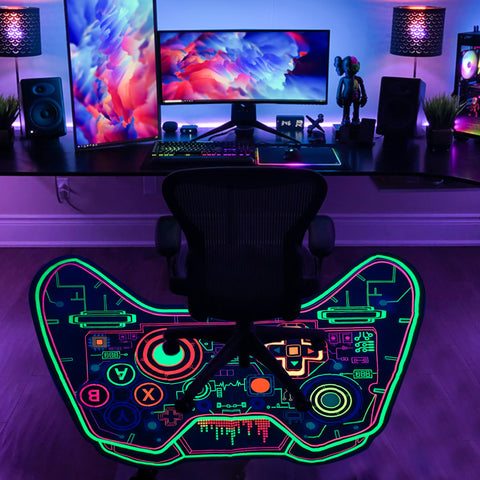 Gaming Rug Boys – Blacklight Glow In Dark Carpet | Non Slip Play Rug 60x39