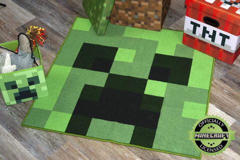 Minecraft TNT Area Rug - Pixelated Game Rug | 39-Inch Square Polyester Carpet
