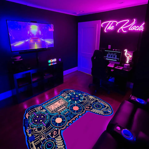 Gaming Rug Boys – Blacklight Glow In Dark Carpet | Non Slip Play Rug 60x39