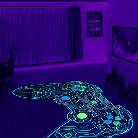 Gaming Rug Boys – Blacklight Glow In Dark Carpet | Non Slip Play Rug 60x39