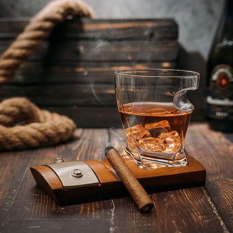 Cigar Glass & Coaster & with A Whiskey Cigar Glasses