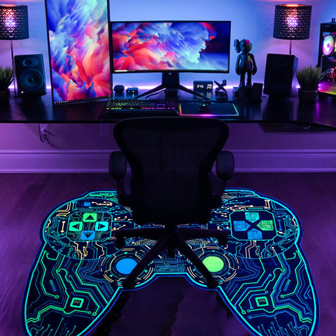 Gaming Rug Boys – Blacklight Glow In Dark Carpet | Non Slip Play Rug 60x39