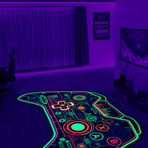 Gaming Rug Boys – Blacklight Glow In Dark Carpet | Non Slip Play Rug 60x39