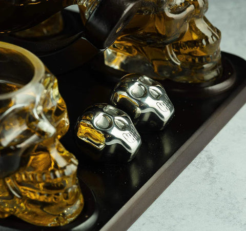 Skull Skeleton Wine & Whiskey Globe Decanter Set
