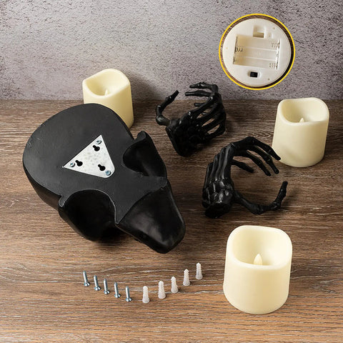 Halloween Flickering Wall Candle, 3 Skeleton Skull and Hand Candles Holder