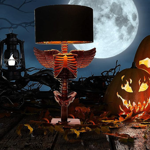 Skeleton with Wings Lamp 25" H Halloween Skeleton Desk Table Lamp (Red)