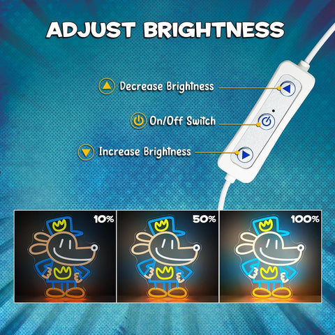 Dog Man LED Neon Sign – Vibrant Kids Bedroom Wall Decor | USB Powered Neon Light