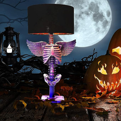 Skeleton with Wings Lamp 25" H Halloween Skeleton Desk Table Lamp  (Purple Lavender)