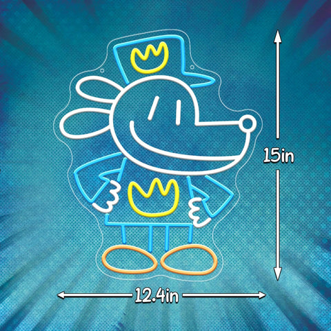 Dog Man LED Neon Sign – Vibrant Kids Bedroom Wall Decor | USB Powered Neon Light