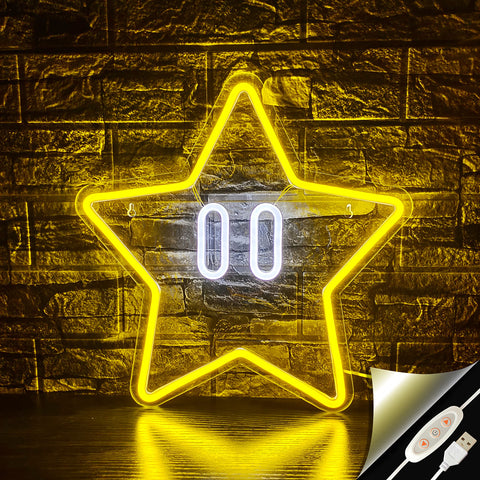 Star Neon Sign – Gaming Neon Wall Decor for Game Room & Kids Room Lighting