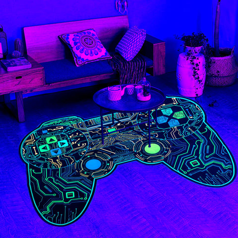 Gaming Rug Boys – Blacklight Glow In Dark Carpet | Non Slip Play Rug 60x39