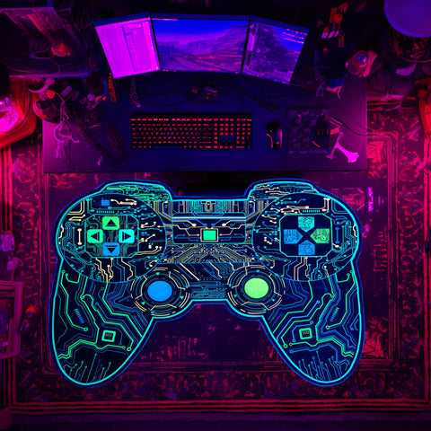 Gaming Rug Boys – Blacklight Glow In Dark Carpet | Non Slip Play Rug 60x39