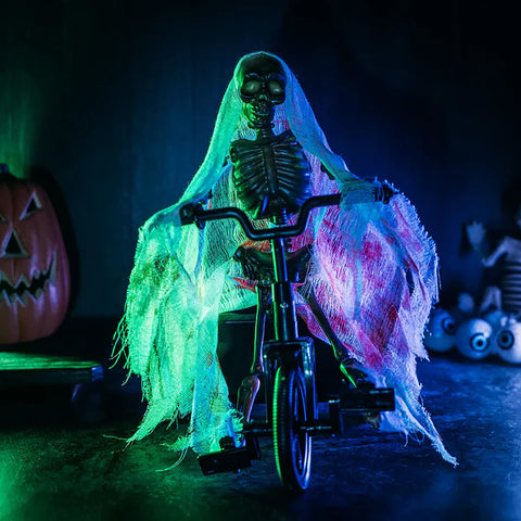 Animated Moving Skeleton Riding A Bike