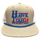 Hawk Tuah 24 'Spit on That Thang' Embroidered Tan and White Mesh Snapback Hat Cap with Blue Rope Custom Embroidery