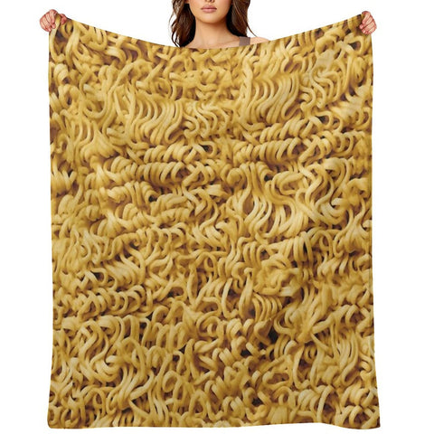 Seamless Ramen Noodle Pattern Throw Blanket